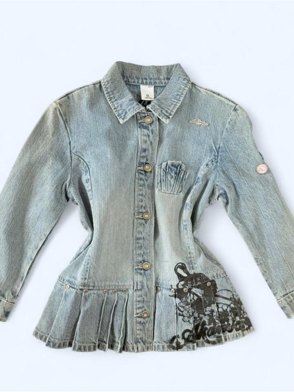 Light Wash Denim Jacket by akdmks - Embroidered Detail